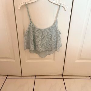 Light Blue Lace Crop Top